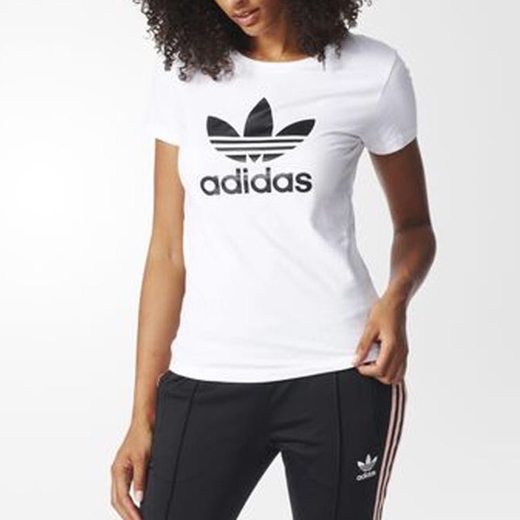 *Sold* White Adidas Trefoil Logo Graphic Tee - Picture 5 of 6